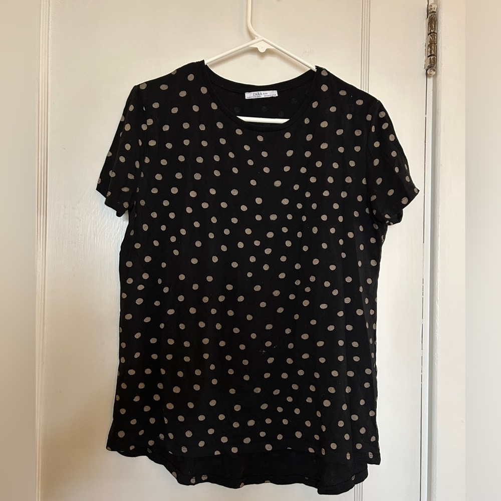 Zara basics polka dot t shirt